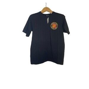 USMC Shirt Mens Medium Black Crew Neck Bayside Freedom Free Eagle NEW